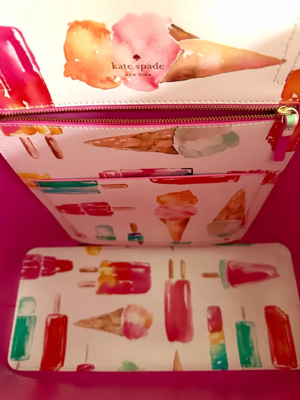 kate spade White Tote with Colorful Popsicle & Ice Cream Print